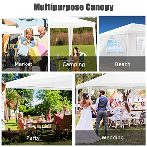 10'x20' White Canopy Tent with 6 Removable Sidewalls K258233