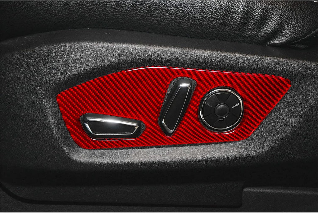 Carbon Fiber Car Seat Adjustment Button Panel Cover Trim Sticker Red F57714