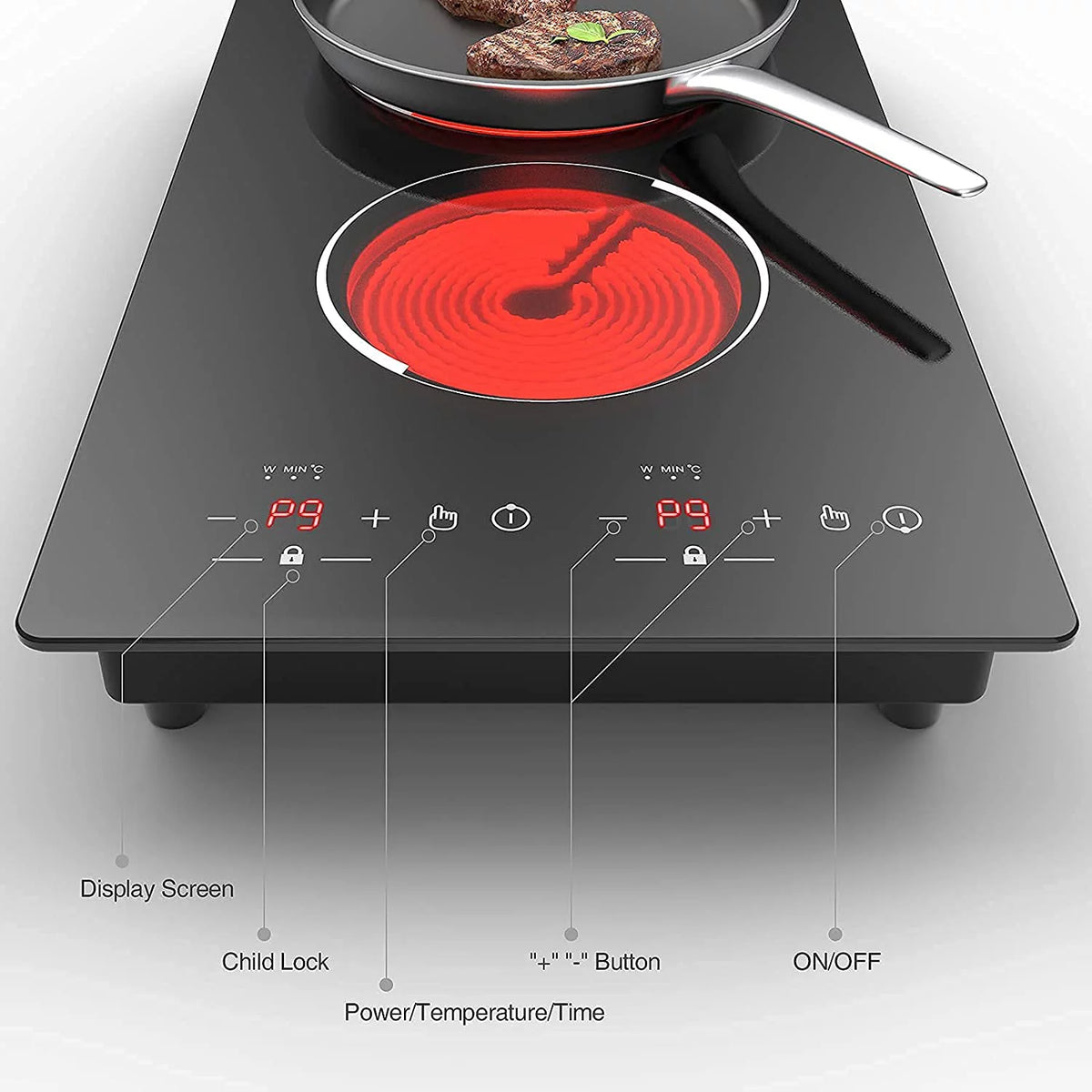 12 Inch Built-in Ceramic Electric Cooktop with 2 Burners N8181