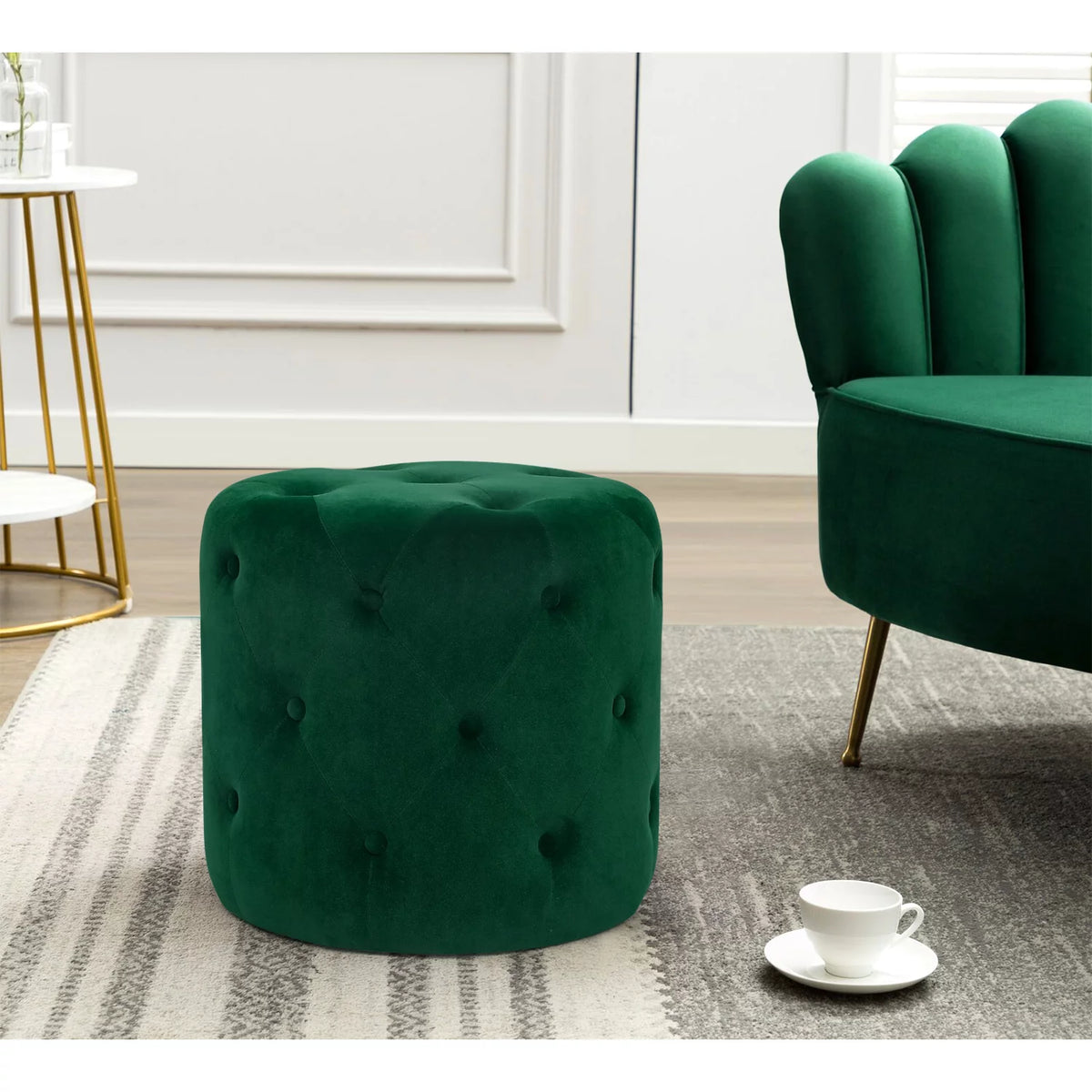 Round Velvet Ottoman V1410