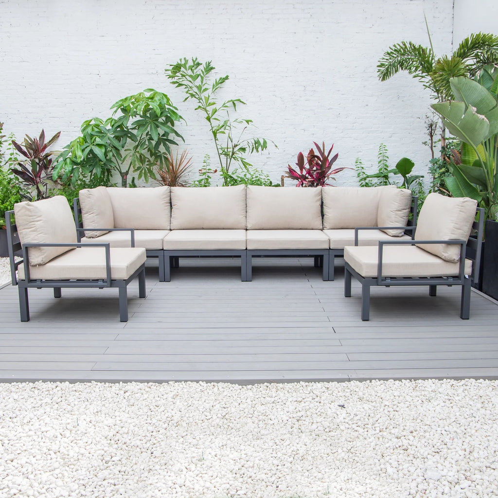 6-Piece Aluminum Patio Conversation Set With Cushions W9582