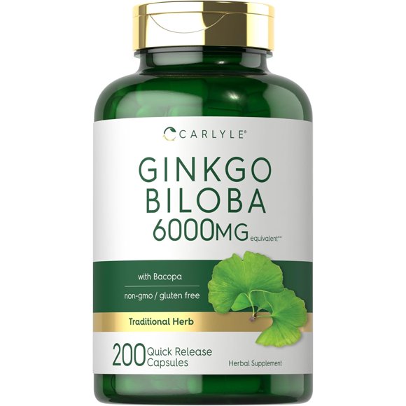 Ginkgo Biloba Capsules 6000mg 200 Count Supplement T90381