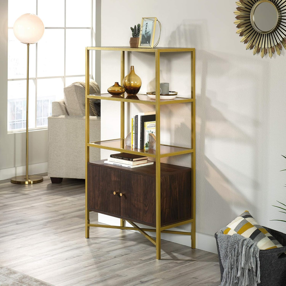 Bookcase with Doors, Rich Walnut Finish A7707