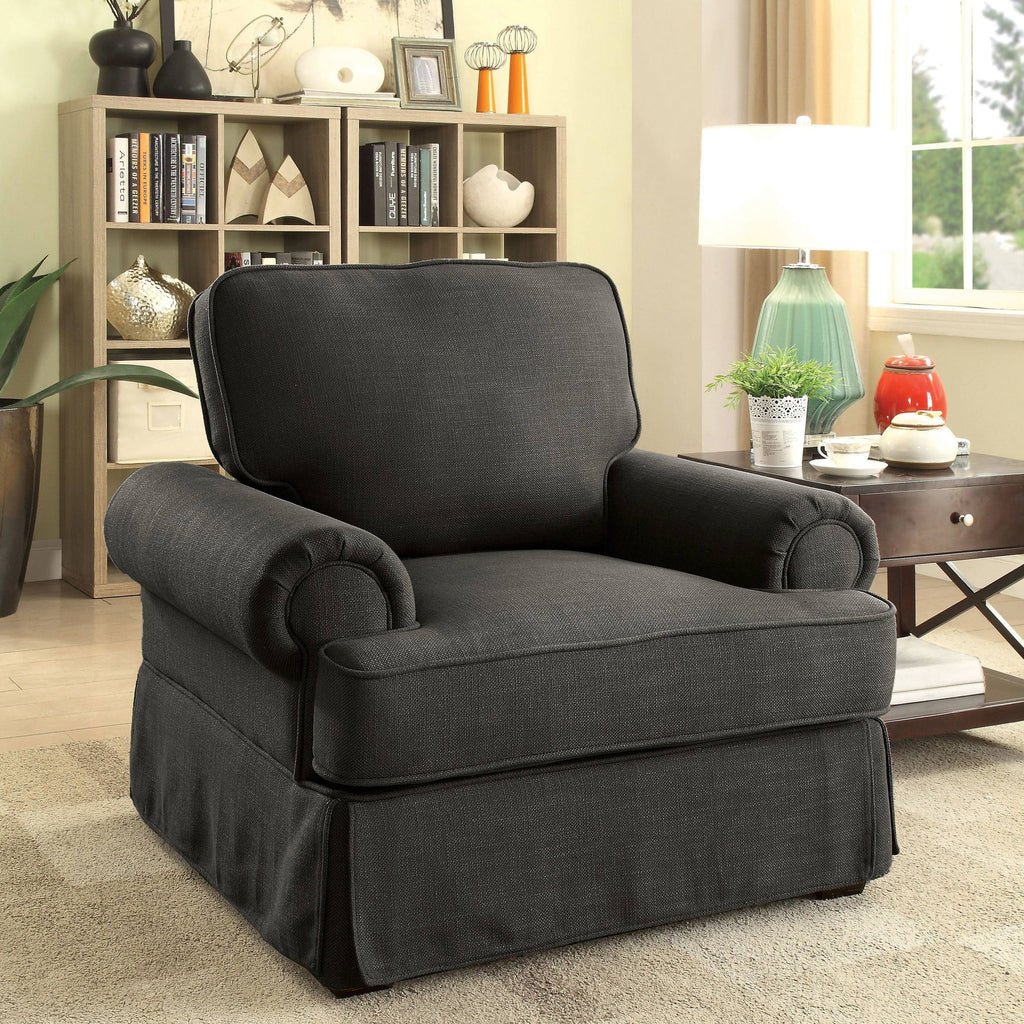 Dark Grey Linen Fabric Accent Chair K902205
