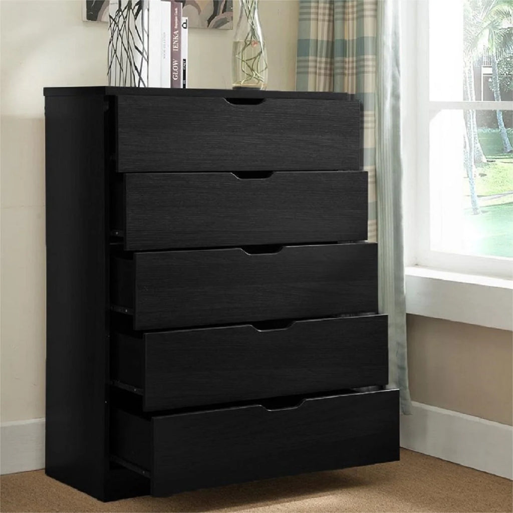 Brown 5 Drawer Wood Dresser L968