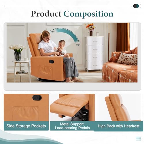 Grey Linen Upholstered Recliner Chair with Adjustable Backrest and Footrest O581