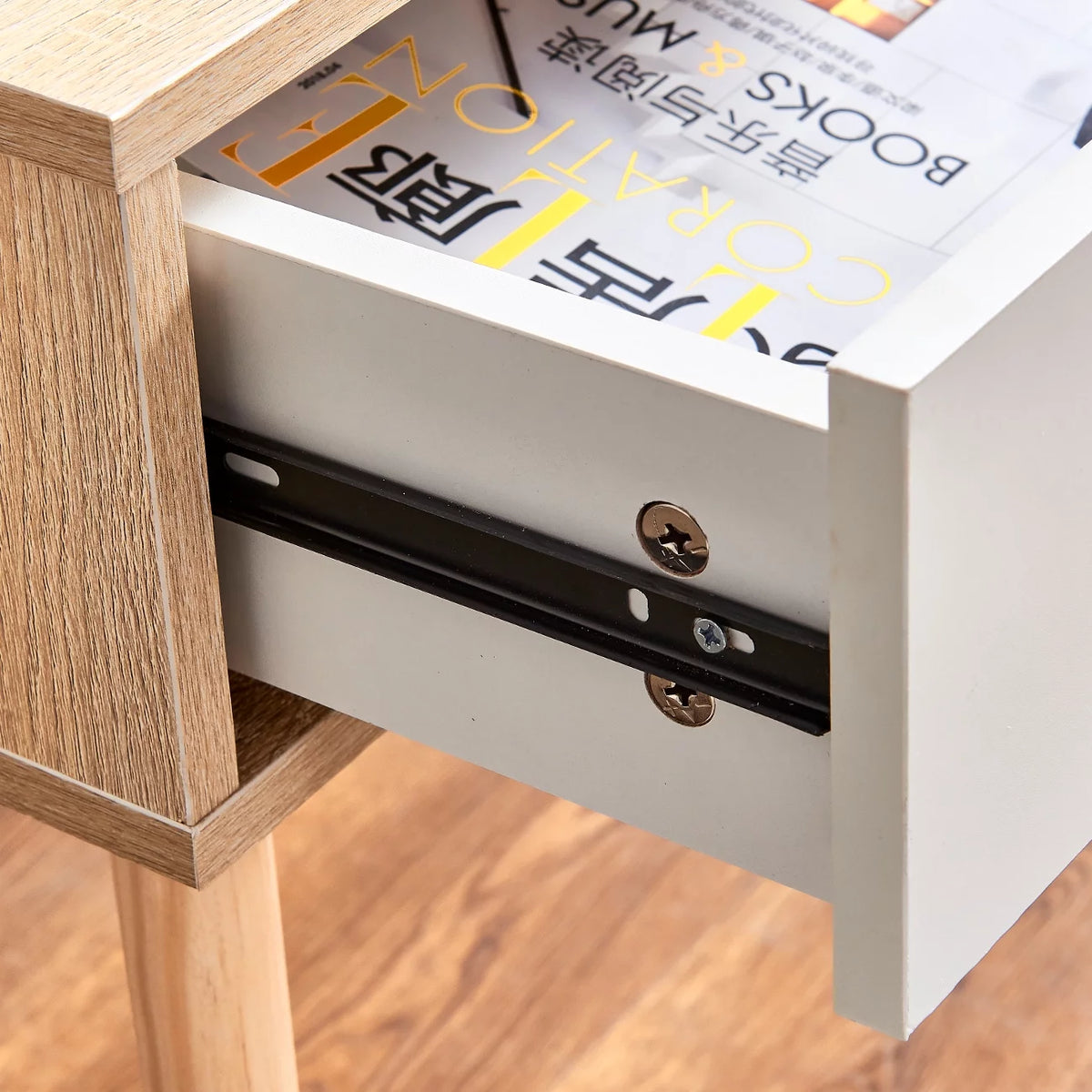 White 1 Drawer Wood Accent Table V899169