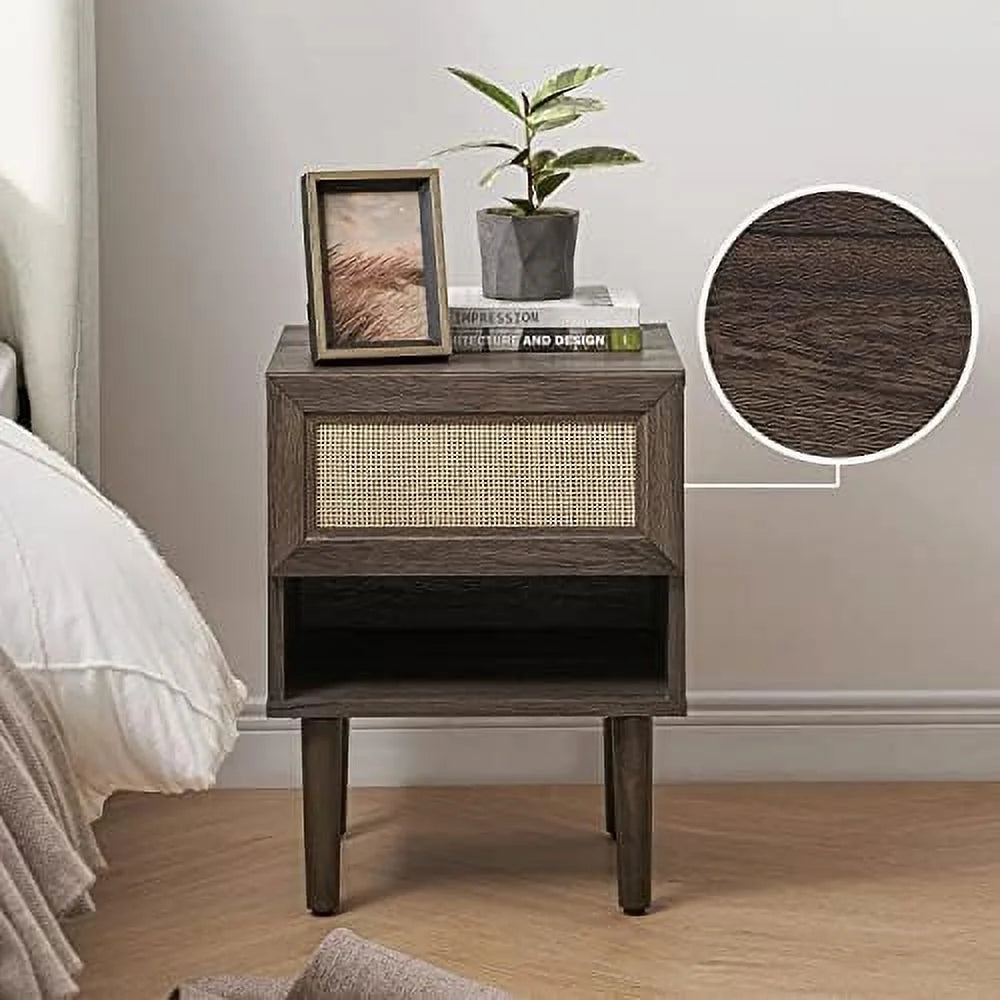 Charcoal Nightstand Set 2 with Drawers P382