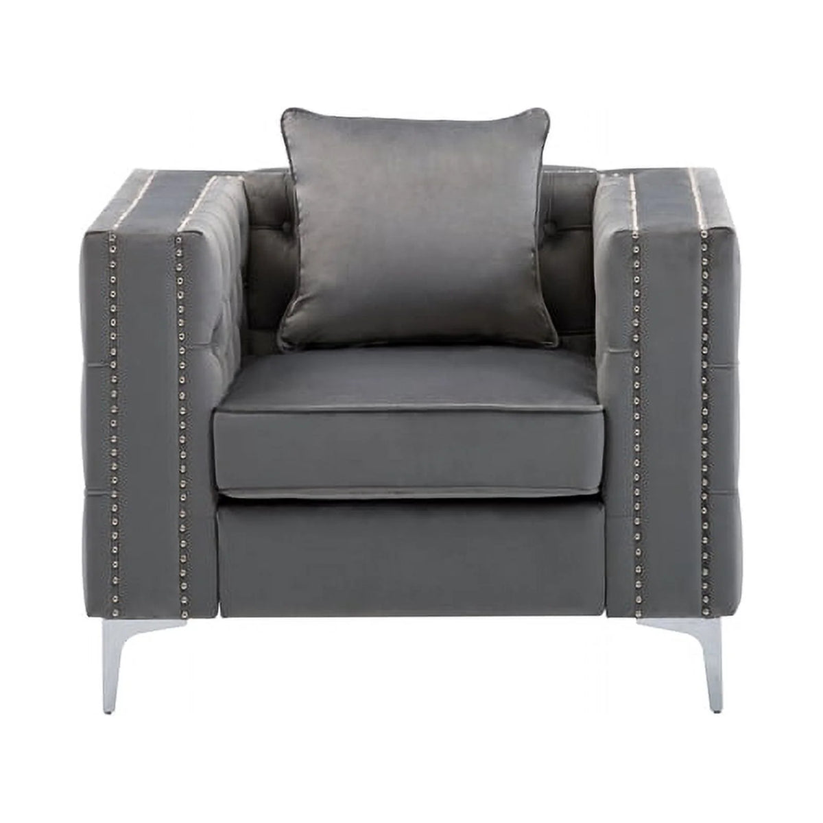 2 Piece Velvet Loveseat and Chair Set in Gray A4261