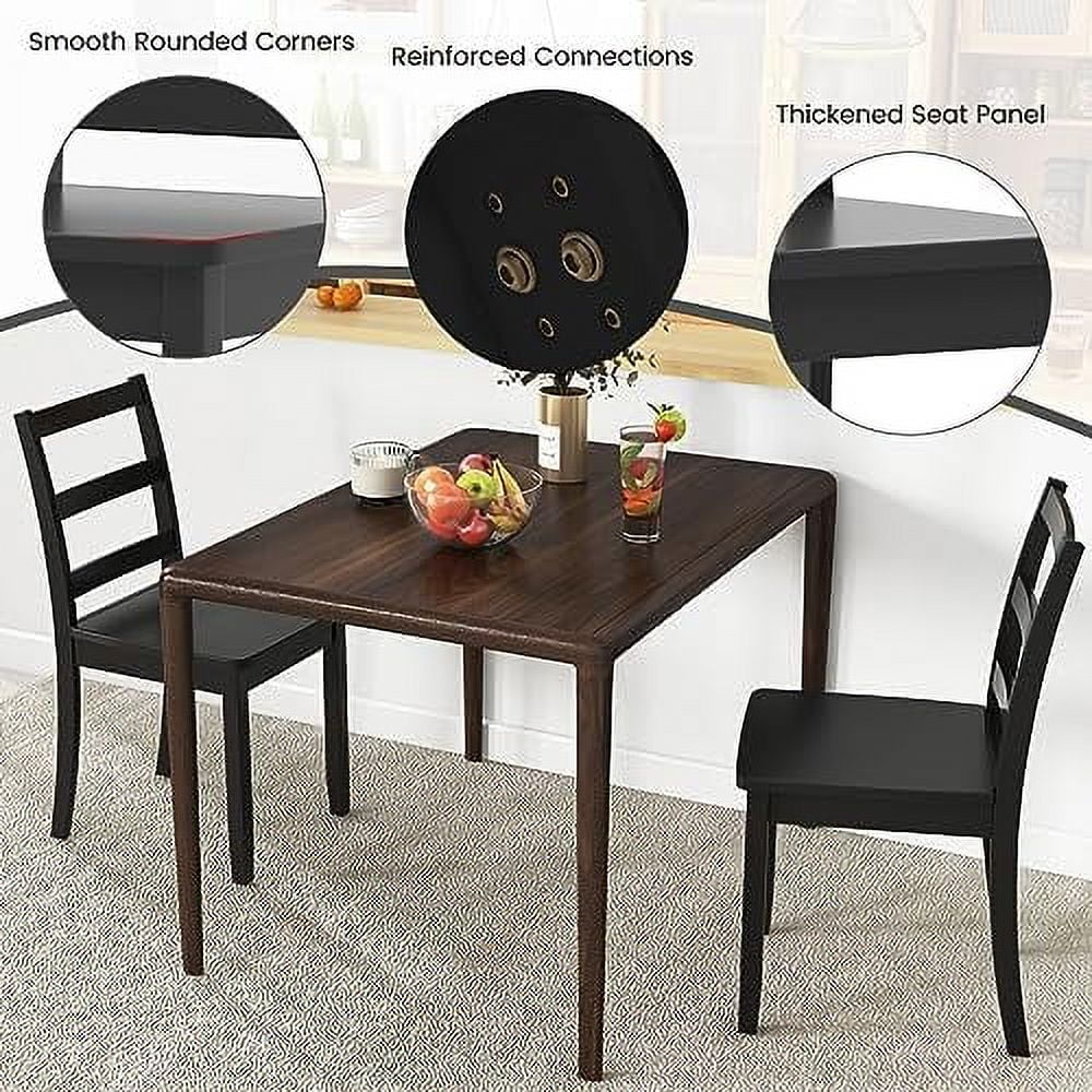 Dining Chairs Set of 2 Ladder Back Solid Rubber Wood Legs T278314
