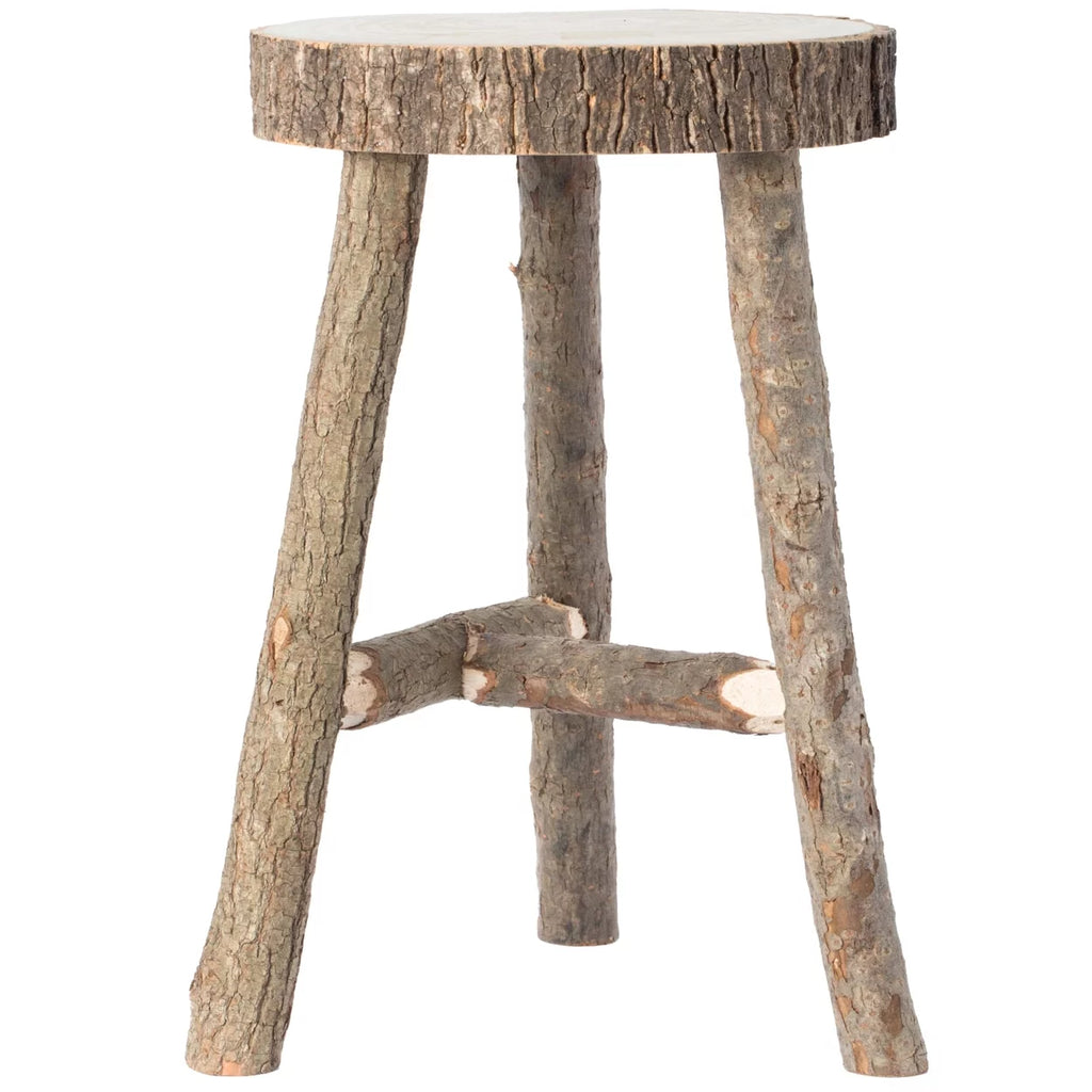 Antique Natural Wooden Accent Stool Side Table L8912