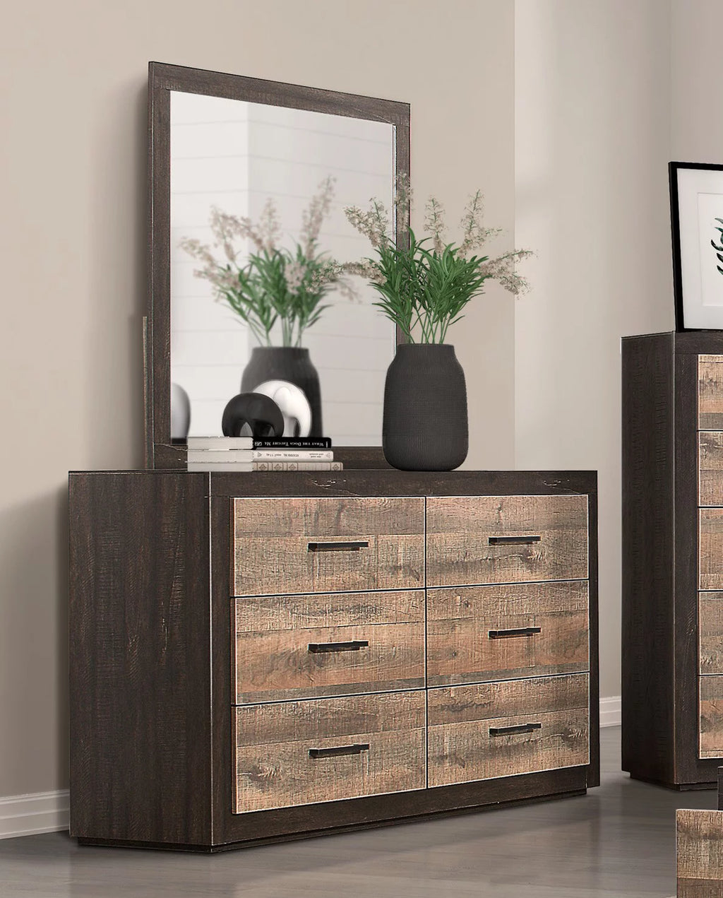 6 Drawer Two-Tone Wood Dresser T29481