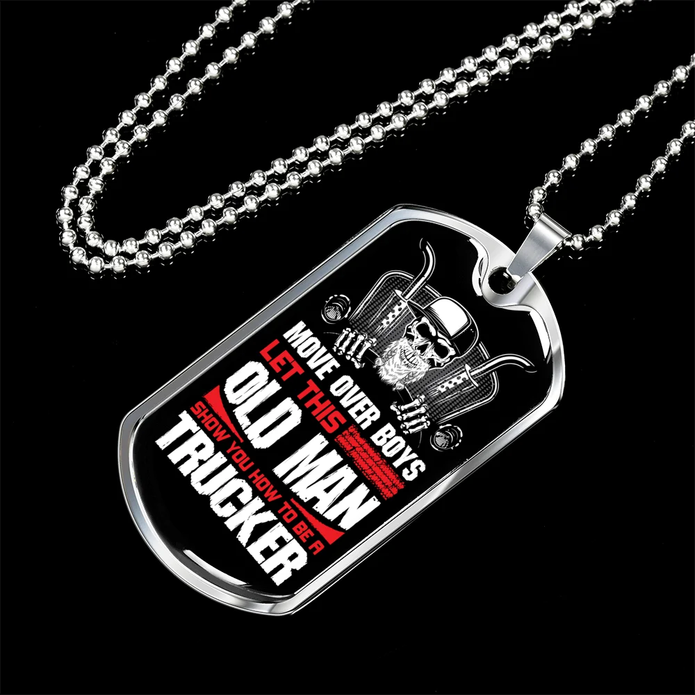 Dog Tag Stainless Steel or 18k Gold 24" Chain W821
