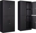 Black Metal Locking Storage Cabinet with 4 Doors and 2 Adjustable Shelves Q6804