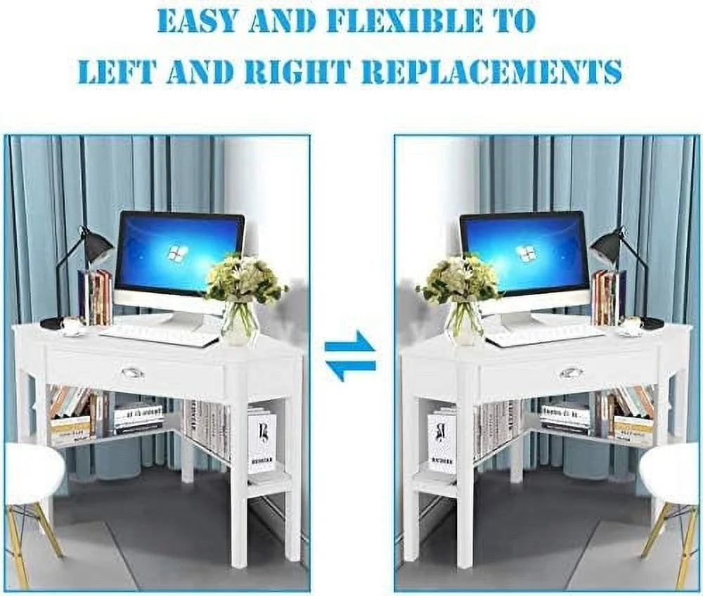 Black Corner Desk with Drawer and Shelves F291421