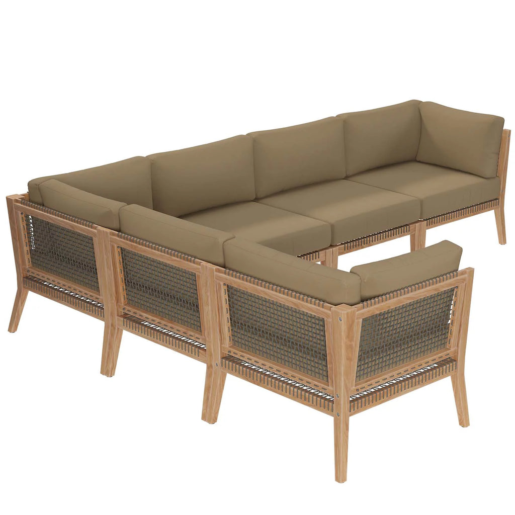 Teak Wood 6-Piece Sectional Sofa D33324