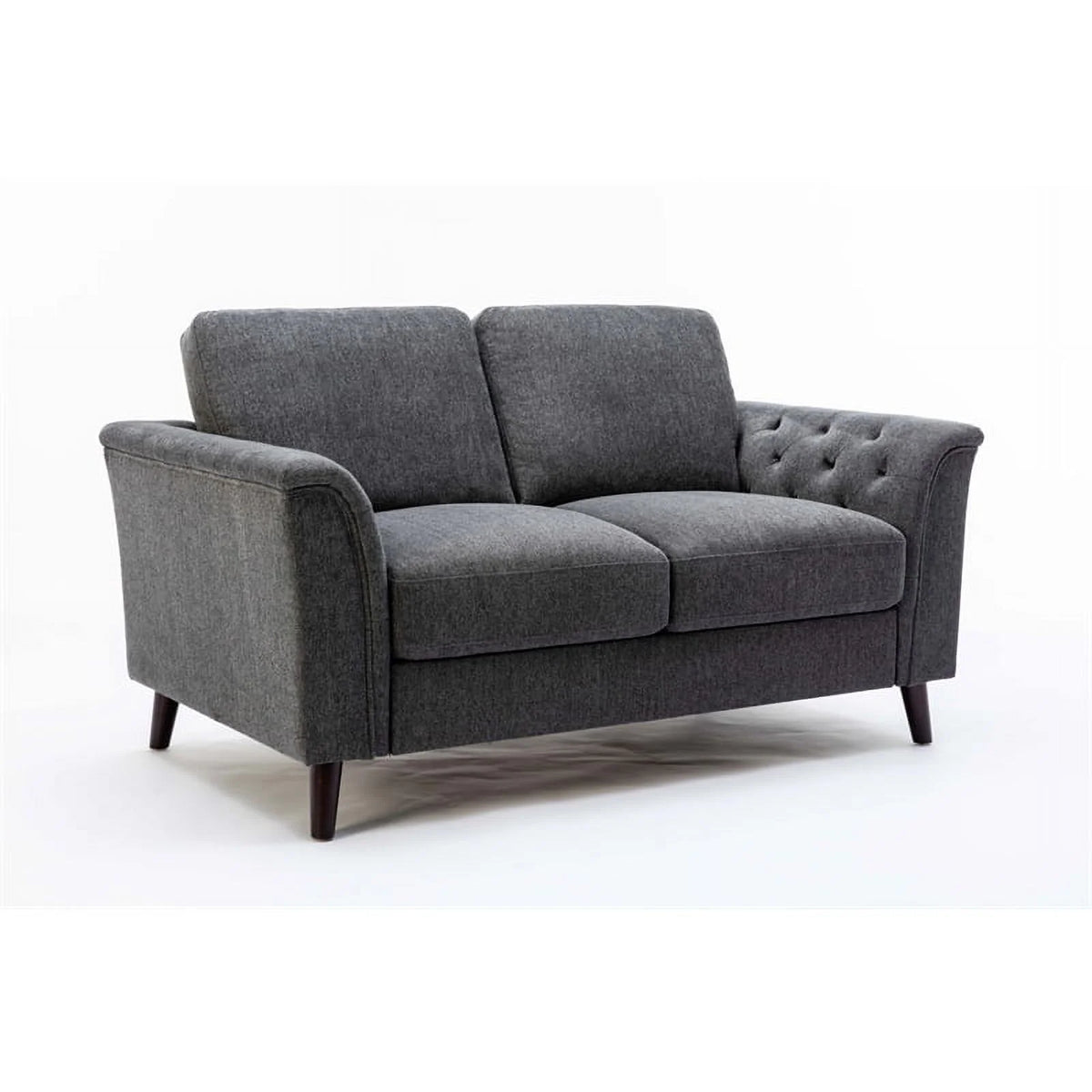 3-Piece Linen Fabric Sofa Set with Tufted Arms in Dark Gray A133418
