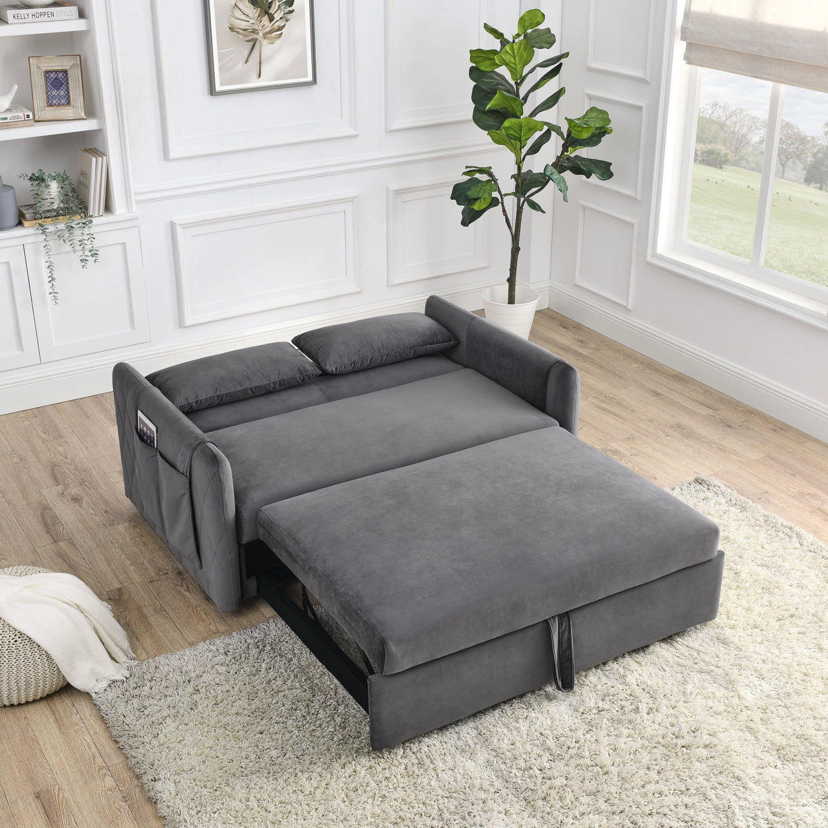 Gray 2-Seat Futon Sofa Bed L18440