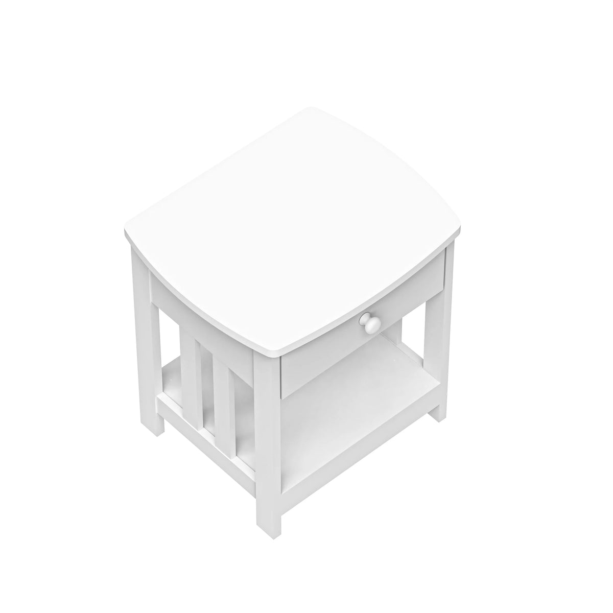 White 1 Drawer Solid Wood Side Table G41526