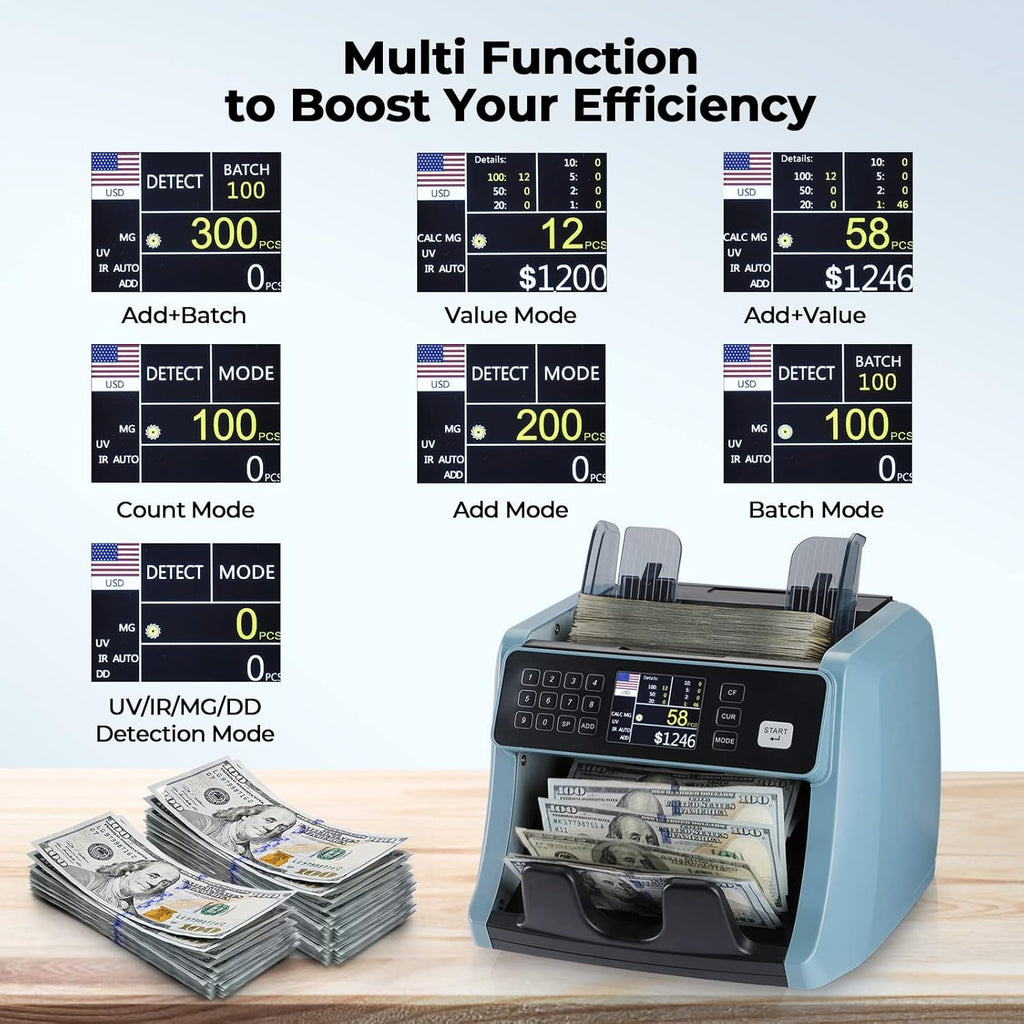 Money Counter Machine with UV/IR/MG/DD Detection U593