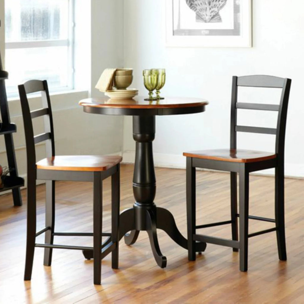 3-Piece Round Counter Height Dining Table with 2 Stools Q990