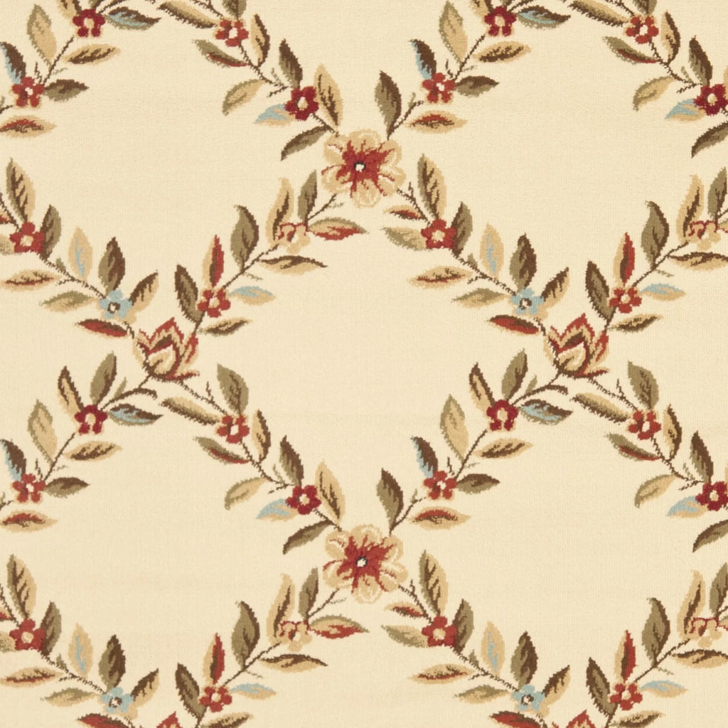 Ivory Brown Floral Border Area Rug 8'9" x 12' Z2136