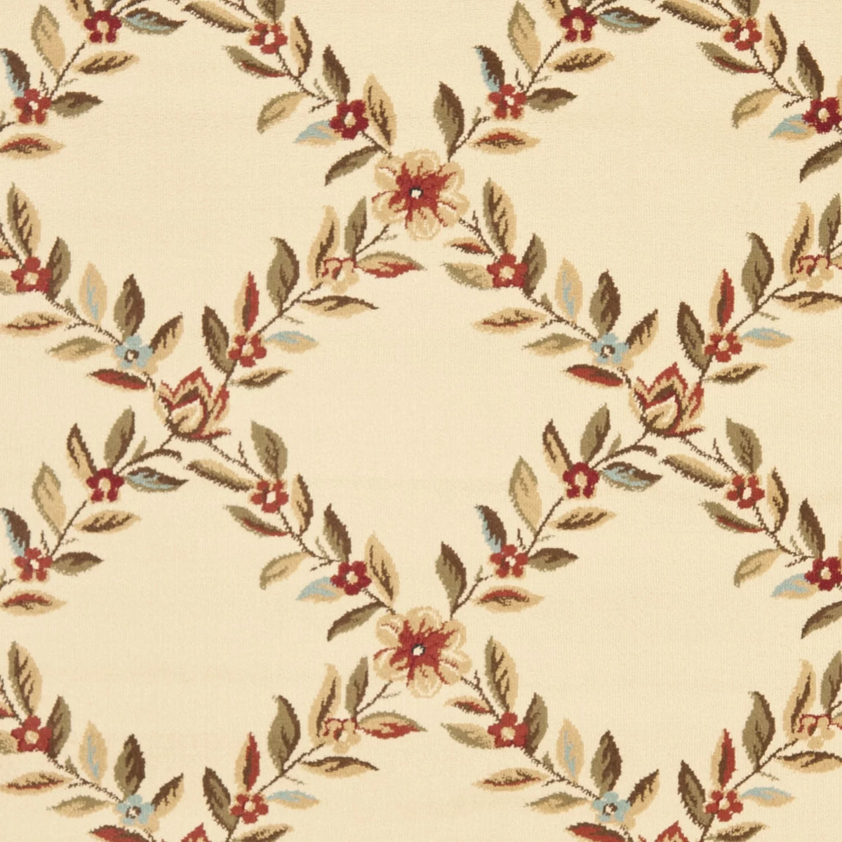 Ivory Brown Floral Border Area Rug 8'9" x 12' Z2136