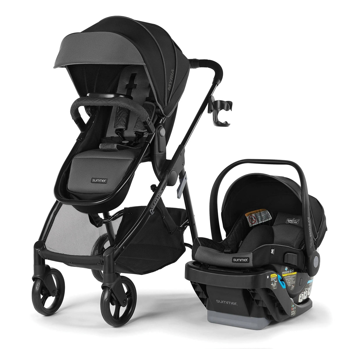 Slate Gray Modular Travel System with Rear-Facing Infant Car Seat H834