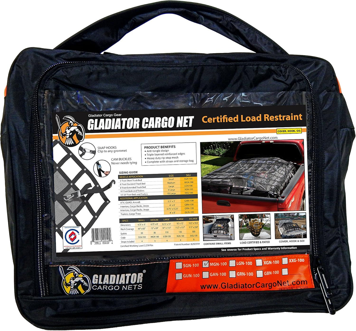 Heavy Duty Trailer Cargo Net 7.3' x 9.3' F9809
