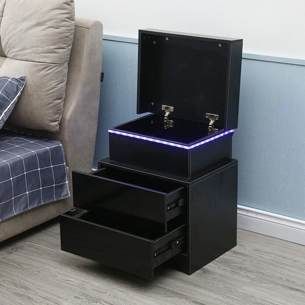 Black 2 Drawer High Gloss Nightstand K234346
