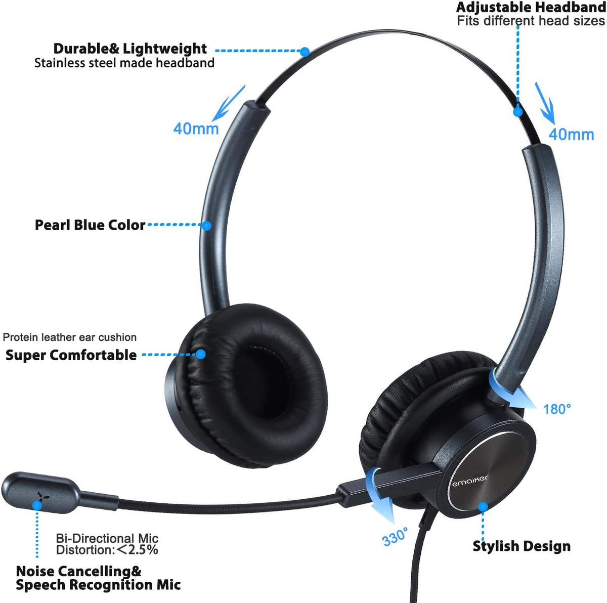 Office Deskphone Landline Telephone Headset with Microphone H85009