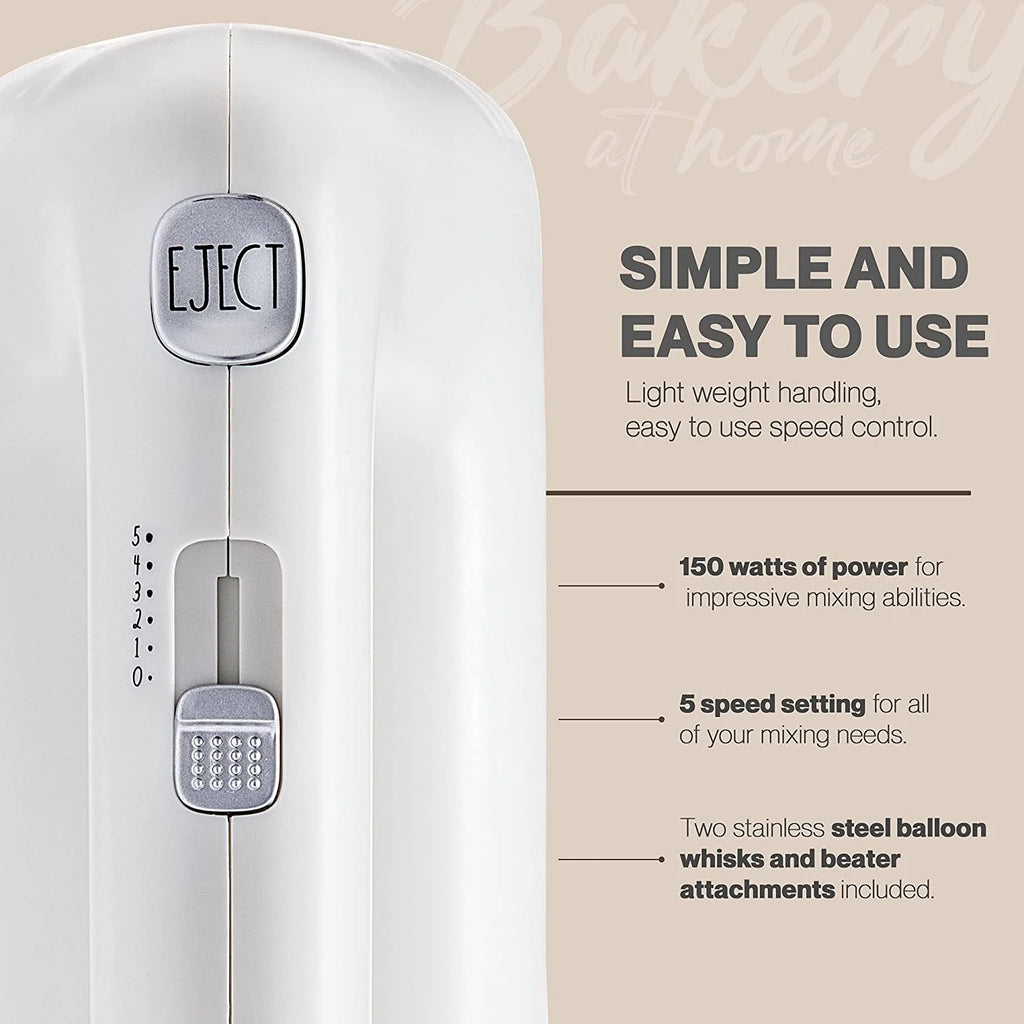 Electric Hand Mixer with Beaters and Whisk E198