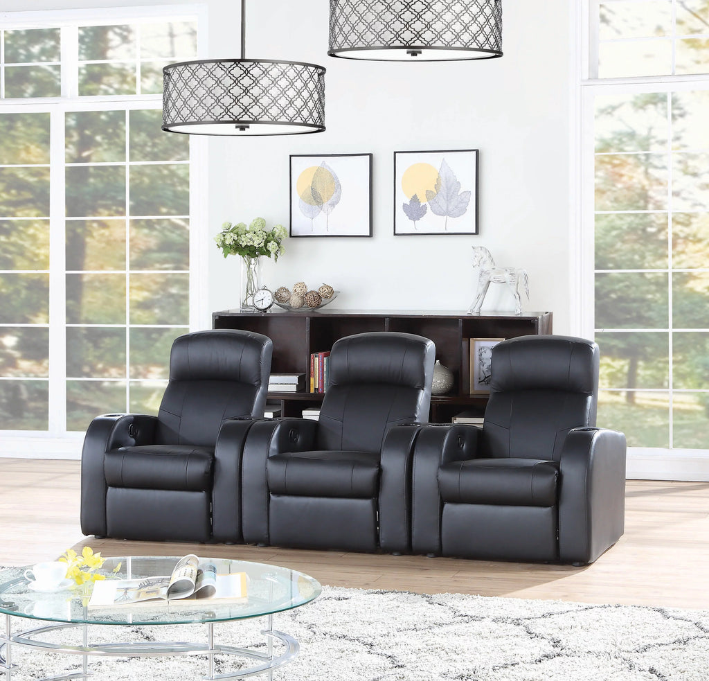 Black Upholstered Recliner F5724