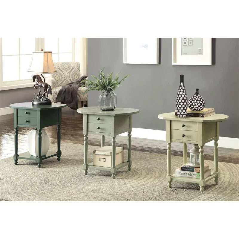 Wood Drop-Leaf Side Table Antique Gray H229776