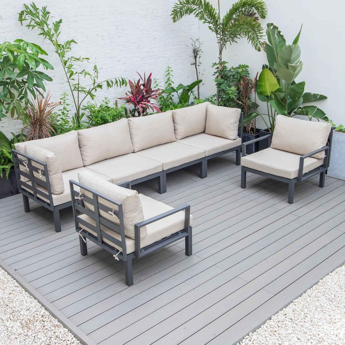 6-Piece Aluminum Patio Conversation Set With Cushions W9582