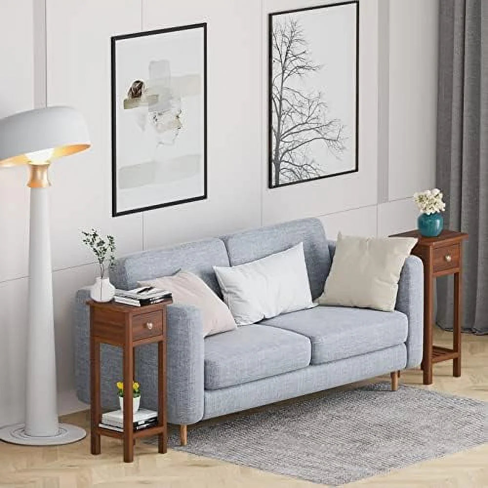 Narrow End Table Set of 2 with Drawer X7773