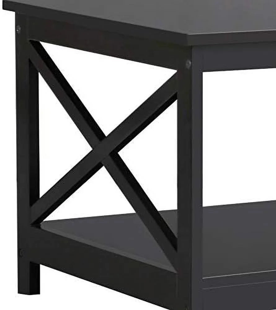 Black 2-Tier Wood Coffee Table 39.5 x 21.5 x 18 Inches R147518