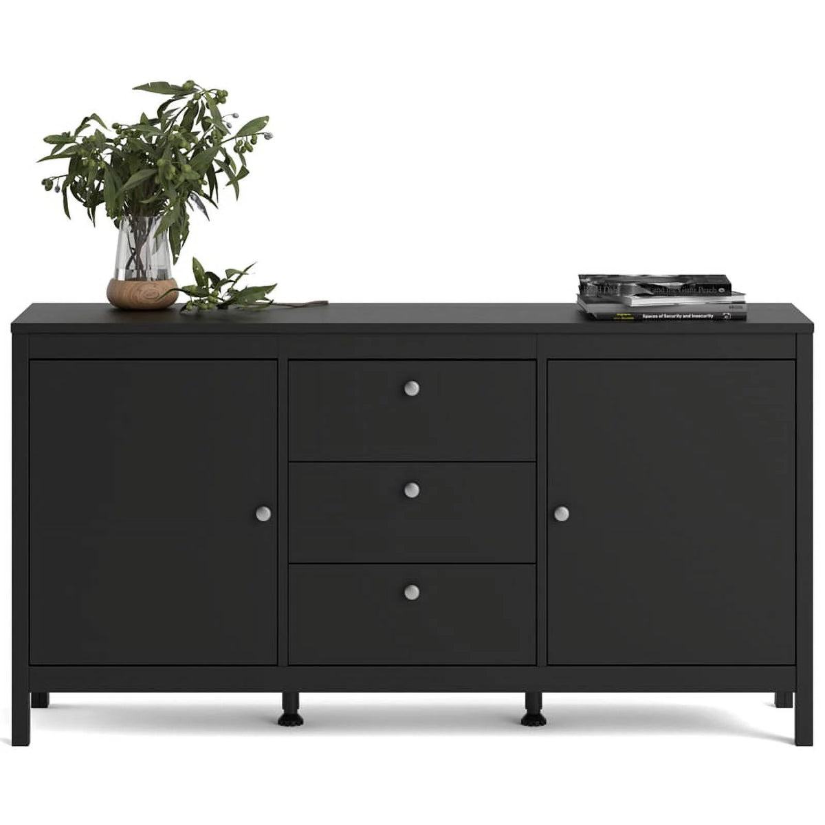 Black Matte 2 Door 3 Drawer Sideboard G87545