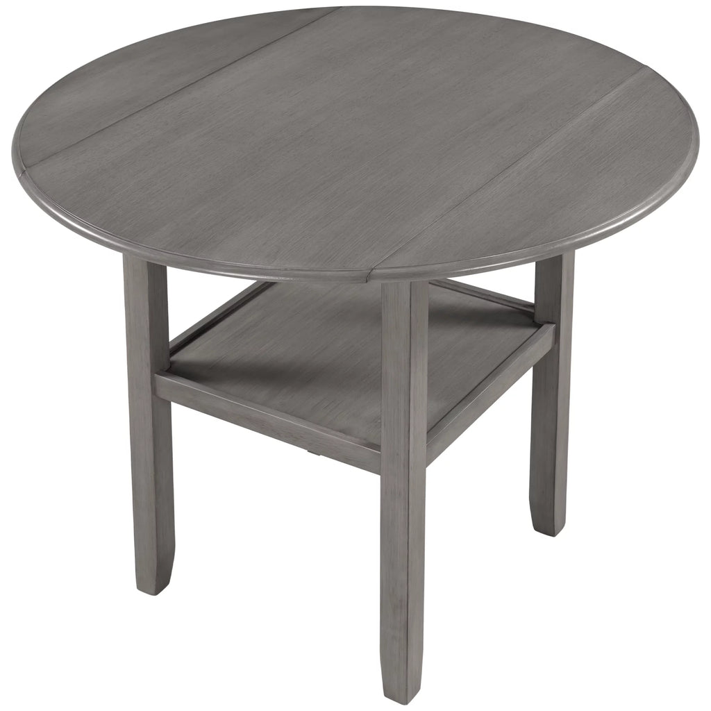 Round Drop Leaf Kitchen Dining Table with Shelf N557356