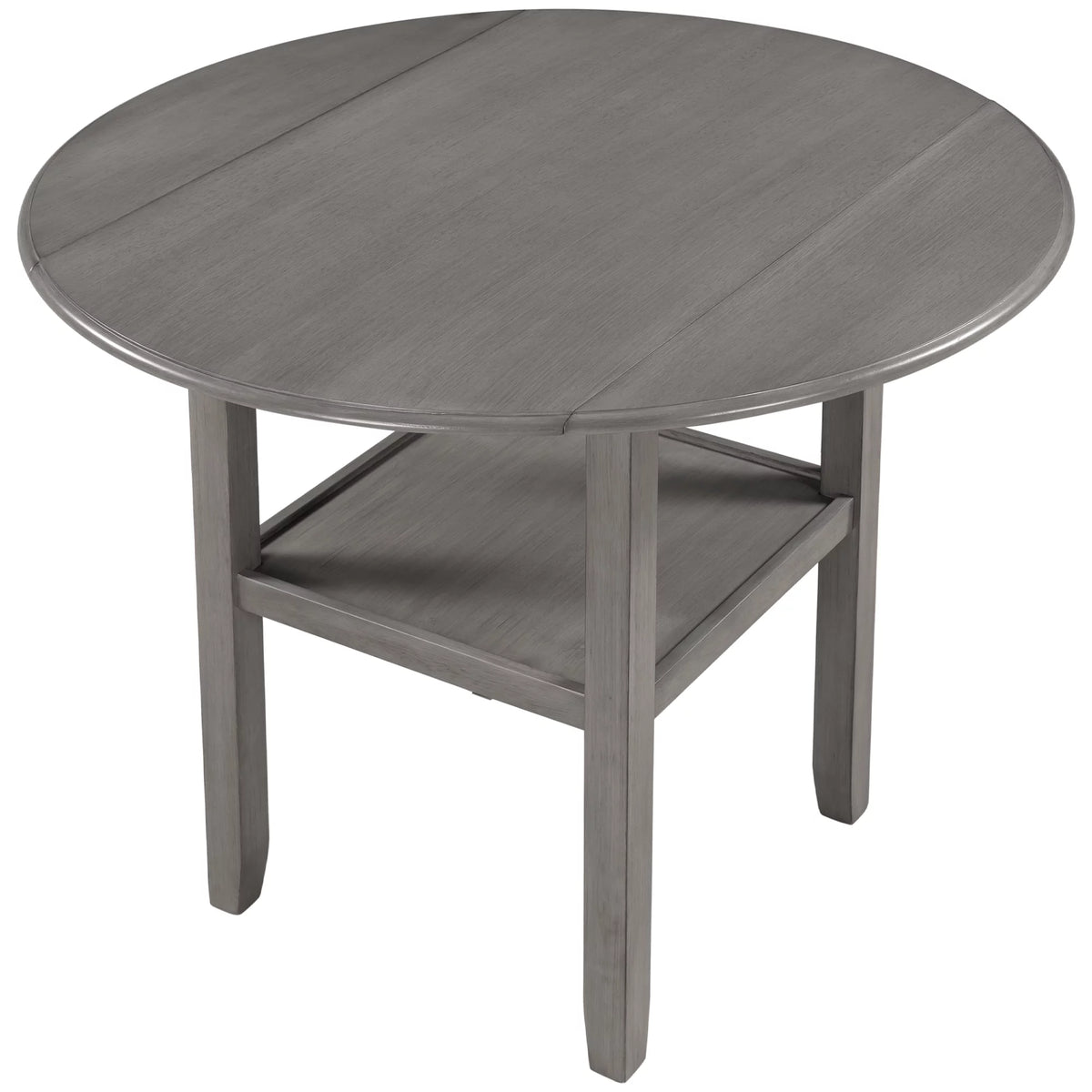 Round Drop Leaf Kitchen Dining Table with Shelf N557356