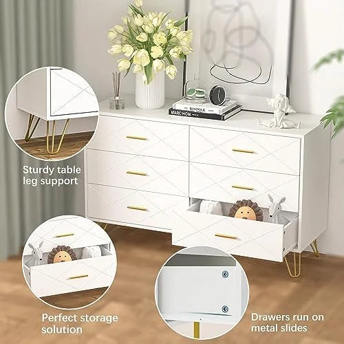 White 6 Drawer Dresser P68094