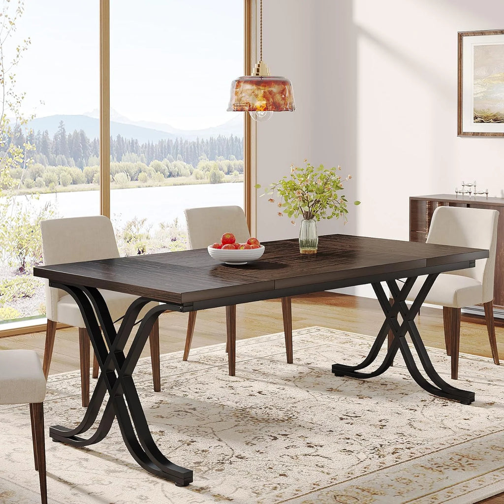 63 inch Dark Walnut Black Dining Table Z863