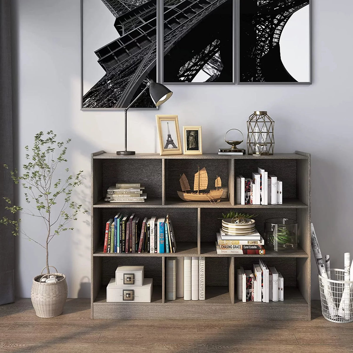 3 Tier 8 Cube Wood Storage Bookcase F3939