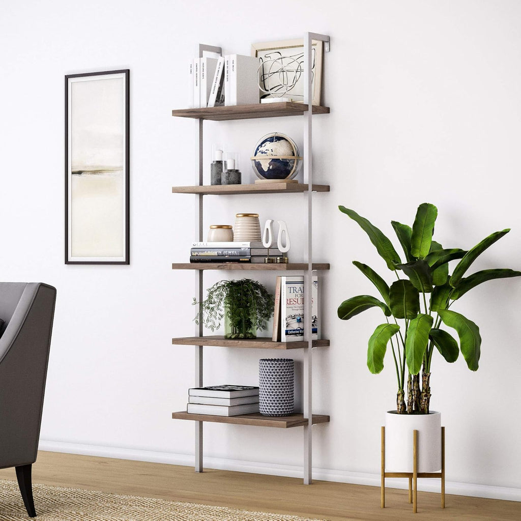 5-Shelf Oak Wood Modern Bookcase J79250