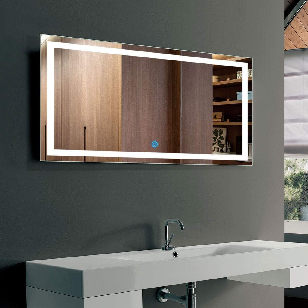 Horizontal Dimmable LED Bathroom Mirror with Anti-Fog and Bluetooth B804