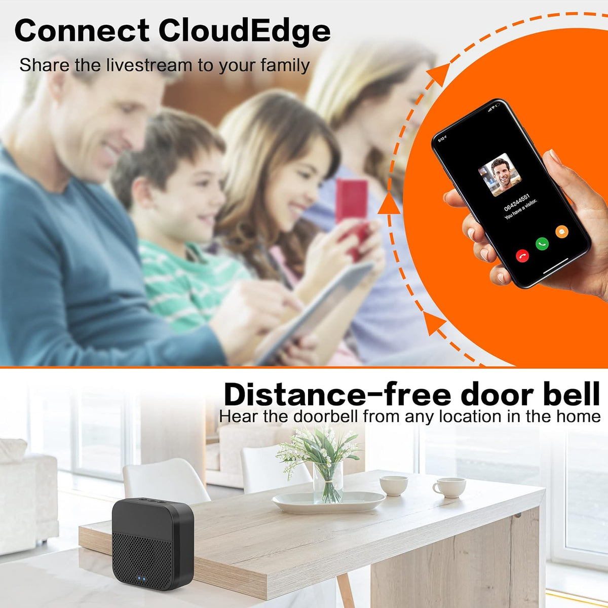 2K Wireless Video Doorbell Camera with 2-Way Audio Motion Detection Night Vision V2383