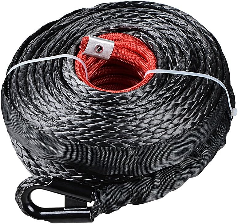 Black 3/8 inch Synthetic Winch Rope 20500LBs T91986