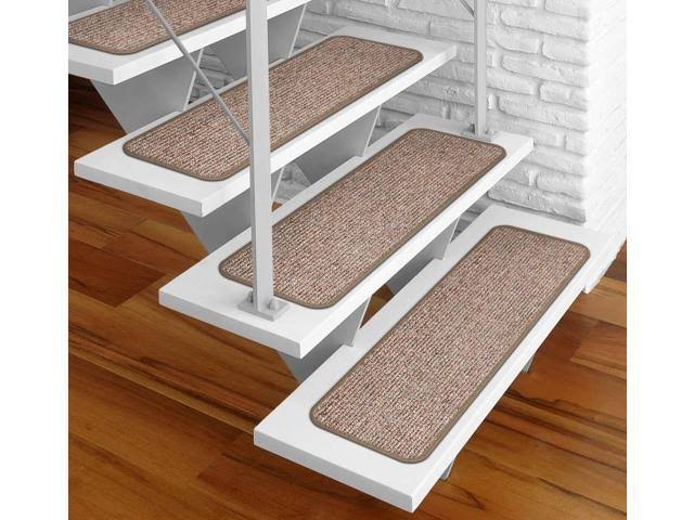 Set of 15 Adhesive Carpet Stair Treads Pebble Beige 9 in. x 36 in. B754