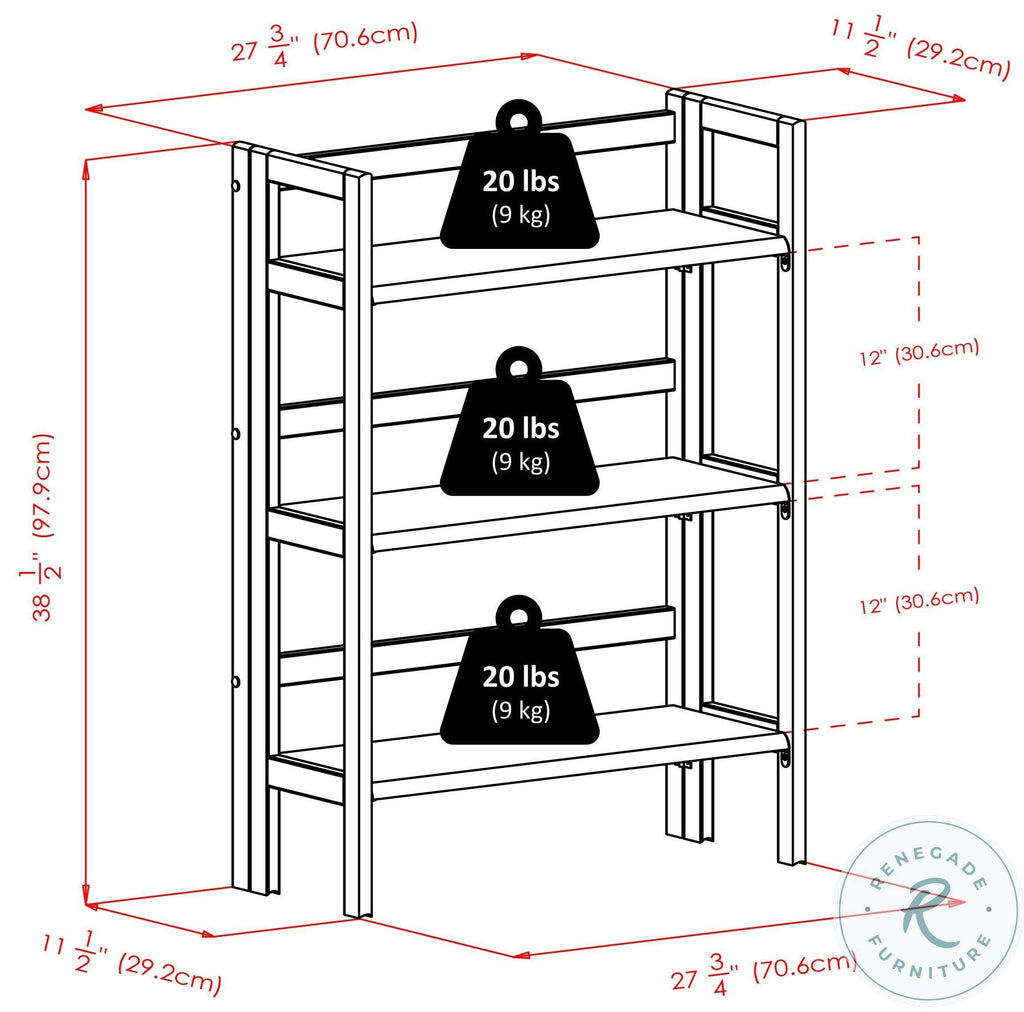 3-Pc Set Folding Bookcase with Fabric Basket D359150