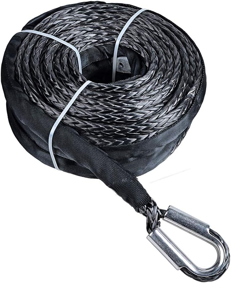 Black 3/8 inch Synthetic Winch Rope 20500LBs T91986